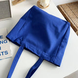 KYLETHOMASW  -  Blue Canvas Tote Bag Letter Printing Student Schoolbag With Zipper Shoulder Shopping Bags For Woman