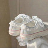KYLETHOMASW  -  Girls Floral Lace Canvas Shoes New Summer Autumn Female Thick Bottom Casual Shoes Students Sweet Breathable Canvas Shoes