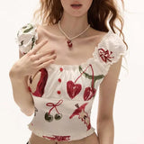 KYLETHOMASW  -  Korean Style Fashion Graffiti Print Two-wear Camisole Women's Summer Outer Wear New High-end Slim Short Top Aesthetic Chic