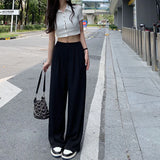 KYLETHOMASW  -  Autumn New Women's Casual Wide Leg Suit Pants Korean Elegant Office Solid Color High Waist Loose Plus Size Long Trousers Female