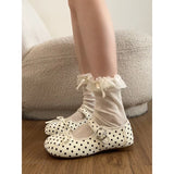 KYLETHOMASW  -  Korean Polka Dot Mary Jane Shoes Women's Fashionable Versatile Sweet  Knot One Strap Little Leather Shoes Spring