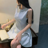 KYLETHOMASW  -  line Mini Dresses Sleeveless Spring Summer Sweet Simple Elegant Vestidos Mujer Korean Fashions Retro Women Dress