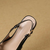 KYLETHOMASW  -  Design 2025 Vintage Women Sandals Square Toe Block Heels 3.5cm Back Buckle Strap Big Size 43 Dating Shoes 31 32