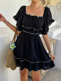 KYLETHOMASW  -  Three Sisters New Fashion Summer Fresh Sweet Birthday Party Holiday Prom Woman Clothing  Solid Color Flare Sleeve Fairy Dress