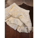 KYLETHOMASW  -  Streetwear Knitted Mini Skirt Women Fashion Hollow Out Ball Gown Skirts Autumn Winter Gyaru Harajuku Korean Loose Faldas