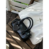 KYLETHOMASW  -  Vintage Pu Leather Black Messenger Bag Women New Retro Handle  Crossbody Bags Ladies Boston Pillow Y2k Handbag Aesthetic