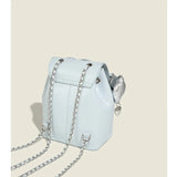 KYLETHOMASW  -  Harajuku Blue Mochila Women 2025 Vintage Leather Chain Bow Mini Backpacks Hot Girls Retro Fashionable Backpack Aesthetic