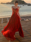 KYLETHOMASW  -  Elegant Ruffles Birthday Party Dress Korean Spaghetti Strap Sleeveless Princess Evening Dresses Summer Holiday Beach Vestidos
