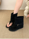 KYLETHOMASW  -  Spring Autumn Clip Toe Internal Elevation Women Sandals Boots Retro Style Ladies Elegant  Ankle Booties