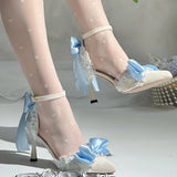 KYLETHOMASW  -  Party Shoes Woman Trend 2025 Blue High Heels Woman Pearl Lolita Shoes Y2K Heel Woman Summer Shoes 2025 Mary Jane Slingback
