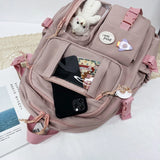 KYLETHOMASW  -  Women Backpack Multi-Pocket Nylon Girls Schoolbag Kawaii Girl Travel Student Bag