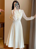 KYLETHOMASW  -  Early Spring Temperament Dresses New Long Sleeved Slim Fitting A Word Dress Thin Advanced Commuting Waist Vestido Women
