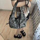 KYLETHOMASW  -  Y2k Vintage Shoulder Bag for Women Gothic Fashion Tie-dye Tote Bag Aesthetic Large Capacity Luxury Designer Female Handbag