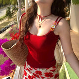 KYLETHOMASW  -  Dopamine Outfit Suit with Padded Camisole Women's Summer High Waist Printed Skirt and Hip Skirt Two-piece Set