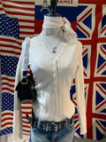 KYLETHOMASW  -  Twist Flower Buttons Knitwear Woman Autumn O-neck Long Sleeve Knitted Slim Pullovers Casual Simple Solid Baisc Sweater Y2k Tops