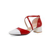KYLETHOMASW  -  Ladies Pumps 2025 Sweet Toe 4.5cm Heels Patent Leather Buckle Big Size Date Summer Red C2234