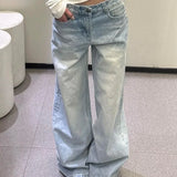 KYLETHOMASW  -  American Retro Hot Plus Size Low Waist Jeans Women Cat Whisker Washed Wide Leg Jeans Vintage Casual Streetwear Daily All Match