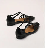 KYLETHOMASW  -  Flat Sandals Women's French Retro Roman Sandals Women's Summer Outer Wear Flat-soled Bag Head Hollow Woven Pig Cage Shoes Women