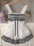 KYLETHOMASW  -  Sweet Lolita Kawaii Summer Two-piece set Women Cami Top Bowknot Lace Plaid Cake Skirt High Waist Ruffle Cute Daily Japan Fashion