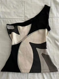 KYLETHOMASW  -  American Retro Printed Camisole Vest for Women Skew Collar Off Shoulder Tank Top 2025 Summer New Black Sleeveless Tops Mujer
