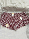 KYLETHOMASW  -  Red Plaid Ruffles Shorts Woman Summer Buttons Bow Elastic Low Waist Cotton Straight Pant Casual Sweet Preppy Style Short Pants