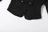 KYLETHOMASW  -  Harajuku Double-breasted Cropped Shirt Y2k Aesthetic Women Solid Slim Fit Blouse Streetwear Double-breasted Grunge Blusas