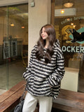 Kylethomasw Harajuku Striped Long Sleeve Pullovers Sweatshirt Vintage Oversized Streetwear Hoodies for Women Winter Warm Clothes New