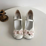 KYLETHOMASW  -  Sweet Lolita Butterfly-knot Women Mary Jane Shoes Concise Mid Heel Patent Leather Dress Shoes Cosplay Party Daily Wear Pumps