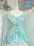KYLETHOMASW  -  Vintage Style Sweet Girl Lace Cardigan + Polka Dot Camisole + Short Skirt Suiit Japanese Style Elegant 3-piece Set Summer
