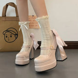 KYLETHOMASW  -  Night Club Platform Women Lolita Pumps Fashion Butterfly-knot High Heel Shoes New Spring Autumn Ladies Stripper Party Shoes