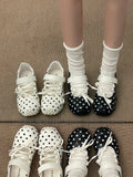 KYLETHOMASW  -  White Thick Heel Internal Heightening Light Mouth Polka Dot Single Shoes Women Match Skirts Fashion Versatile Mary Janes