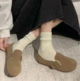 KYLETHOMASW  -  Faux Suede Leather Loafers Women Rivet Belt Flats Mocasines Ladies Garden Shoes Clogs Barefoot Tabis Comfy Slip On Walking Shoes