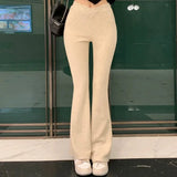 KYLETHOMASW  -  Sexy Belly Button V-Shape Boot Knitted Casual Pants Long Leg Korean Dongdaemun Spring Summer New Arrival AE Stock