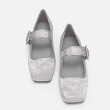 KYLETHOMASW  -  Designer Silk Embroidery Ballerinas Woman Pig Toe Flats Shoes Ladies Belt Buckle Silky Mary Janes Wedding Brides Ballets Loafers