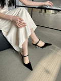 KYLETHOMASW  -  Sexy Thin Heels Woman Slippers Elegant Pointed Toe Shallow Buckle Strap Dress Pumps Female Mules Shoes
