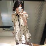 KYLTHOMASW  -   Sweet and Cute Girl's Polka Dot Off Shoulder Princess Doll Dress Summer New Chic Bubble Sleeve Loose A-line Midi Dress for Women