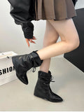 KYLETHOMASW  -  Winter Women Western Cowboy Boots Vintage Pointed Toe Shoes Ladies Thick Heel Short Botas Zapatos De Mujer