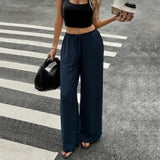 KYLETHOMASW  -  Cotton and Linen Summer Loose Trousers Elegant Wide-leg Beach Trousers with Pockets Casual Trousers