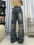 Kylethomasw Y2k Oversized Vintage Jeans Woman Hip Hop Blue Vintage Fashion Kpop Wide Leg High Waist Denim Pants Causal Bottoms Mujer