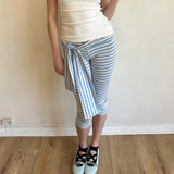 KYLETHOMASW  -  Fashion Women Polka Dot Printed Capris Low Rise Stretchy Cropped Pants Side Bow Tie Skinny Capri Leggings Going Outs