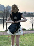 KYLETHOMASW  -  2025 New Strap Bow White Short Women Flower Bud Skirt Looks Thin Spicy Girl High Waist Sweet Summer Trend