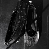 KYLETHOMASW  -  Women Chic Split Toe Leather Ballet Flats Perforated Tabi Style Slip-On Shoes Breathable Design Beige Black Summer