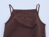 KYLETHOMASW  -  French Cotton And Linen Backless Sexy Suspender Shirt Minimalist Coffee Color Elegant Sleeveless Shirt Blouse Women Top