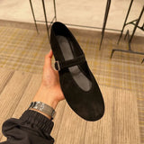 KYLETHOMASW  -  Shallow Casual Ladies Soft Mary Jane Shoes Retro Black Square Toe Outdoor Dress Ballet Flats 2025 New Brand Women Footwear