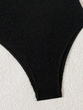 KYLETHOMASW  -  Women's Solid Color One Piece Swimsuit with Tie Front Modest Tummy Control Bathing Suit Sexy Black Bodysuit Holiday Swimsuit New