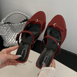 KYLETHOMASW  -  Fashion Shallow Elegant Women Low Heel Pumps Shoes Casual Female Slides Footwear Slip On Ladies Heeled Sandals Shoes