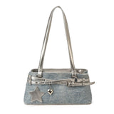 KYLETHOMASW  -  Women's Denim Silver Shoulder Bag Sweet Daily Casual Tote Underarm Bags Female Fashion New Luxury Small Handbags and Purses
