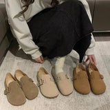 KYLETHOMASW  -  Faux Suede Leather Loafers Women Rivet Belt Flats Mocasines Ladies Garden Shoes Clogs Barefoot Tabis Comfy Slip On Walking Shoes