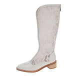 KYLETHOMASW  -  Designer Lace Hollow Out Women Knee High Boots Fashion Skinny Thick Heels Shoes Summers Ladies Breathable Long Booties