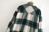 KYLETHOMASW  -  Winter Oversize Gingham Plaid Woolen Shirt Jackets Warm Women Fashion Pockets Lapel Cute Girls Chic Check Coat Streetwear